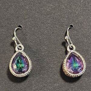 Elegant Silver and Purple Teardrop Earrings